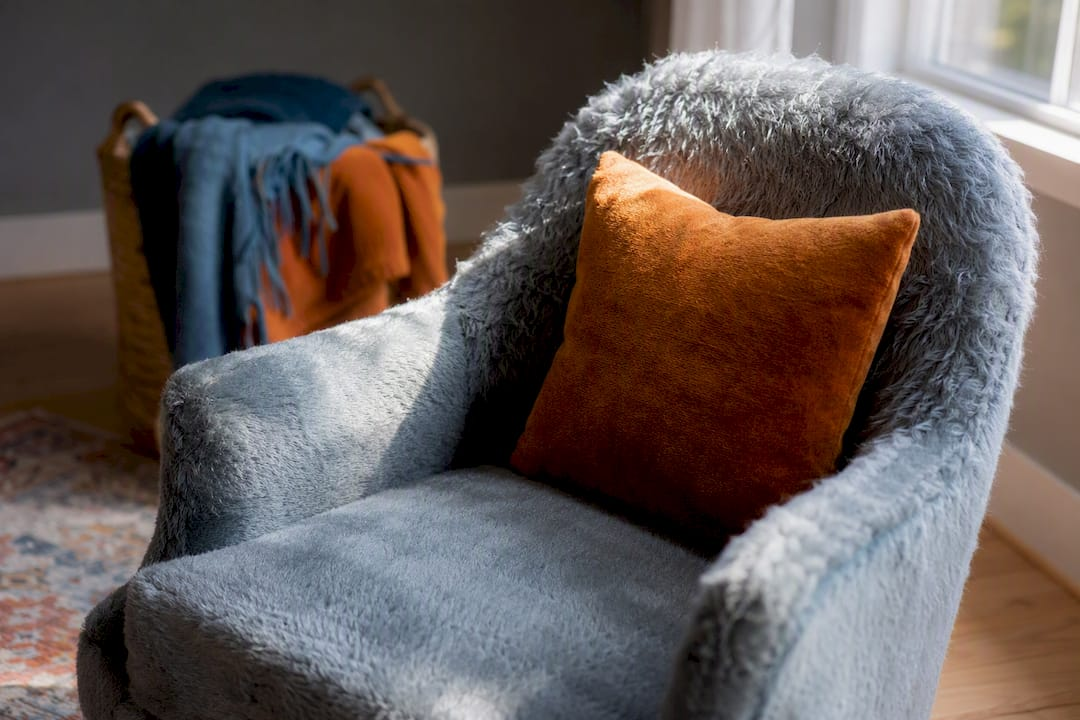 Close-up of short and long-pile mohair upholstery