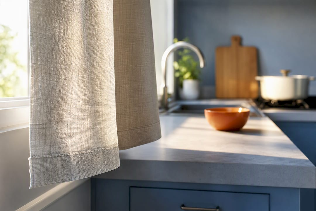 Machine Washable Kitchen Curtain Fabric for Homeowners, Resists Grease